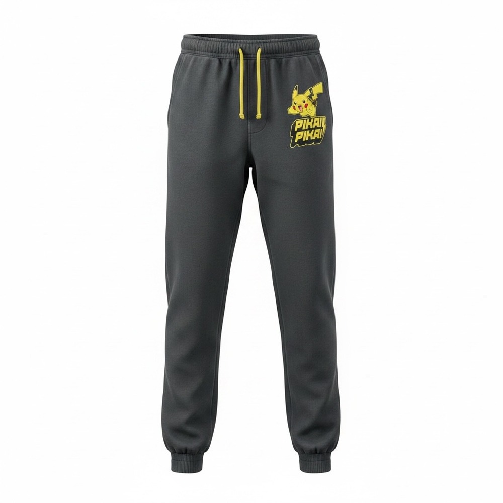 Pokemon Pikachu Boys Charcoal Grey Graphic Sweatpants Joggers PKM3640 Size S